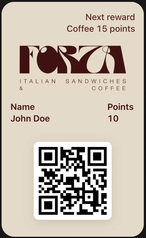 De digitale klantenkaart van Forza Italian Sandwiches