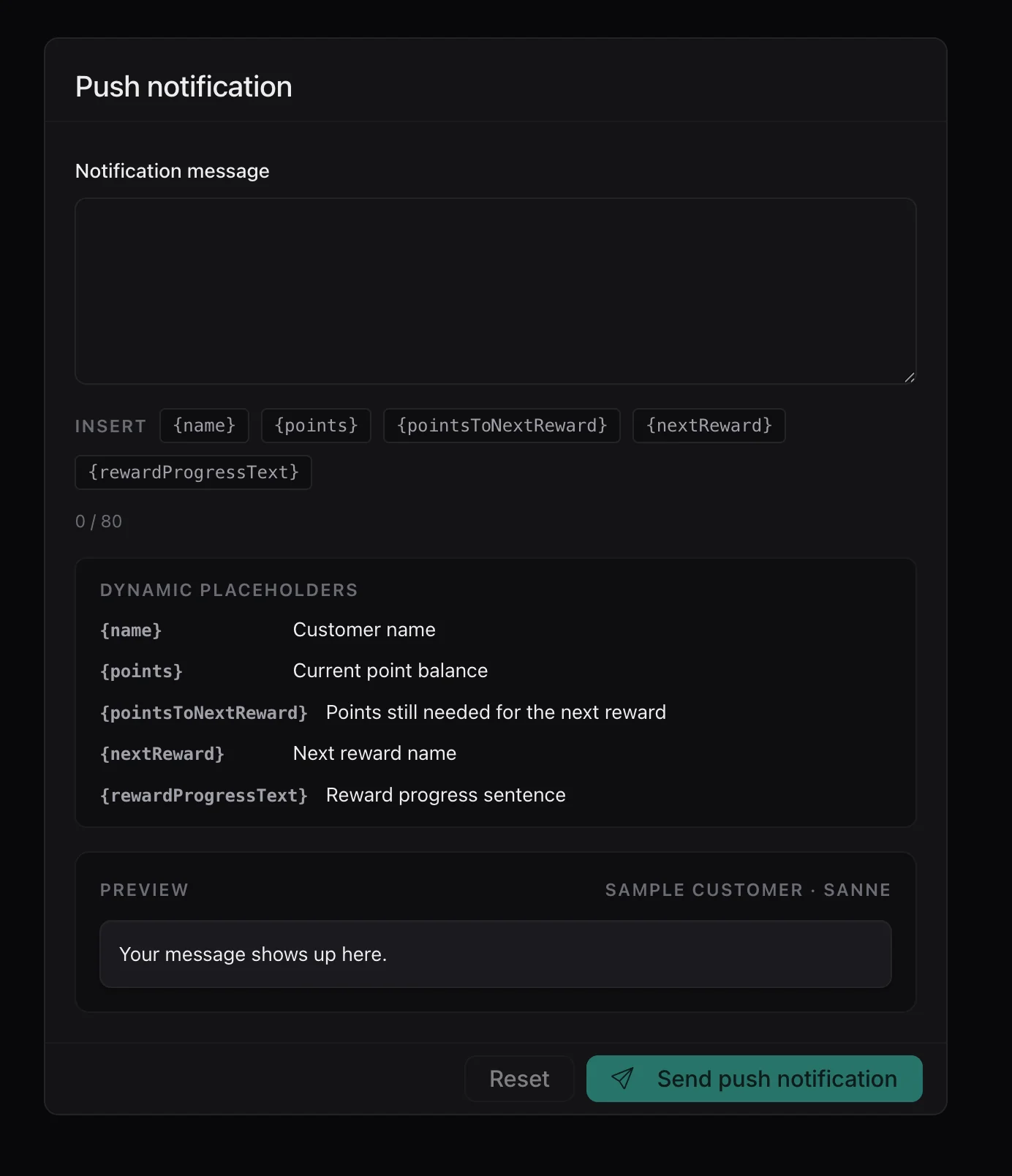 Σύνταξη ειδοποίησης push στο Loyaltree